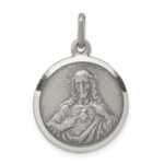 Sterling Silver Antiqued Sacred Heart of Jesus Medal