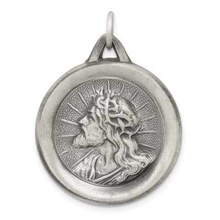 Sterling Silver Antiqued Jesus Medal