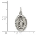 Sterling Silver Antiqued Miraculous Solid Medal - Image 3