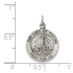 Sterling Silver Antiqued Our Lady of Fatima Medal - Image 3