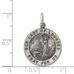 Sterling Silver Antiqued Our Lady of Lourdes Medal - Image 3