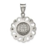 Sterling Silver & CZ Antiqued Blessed Mother Pendant - Image 4