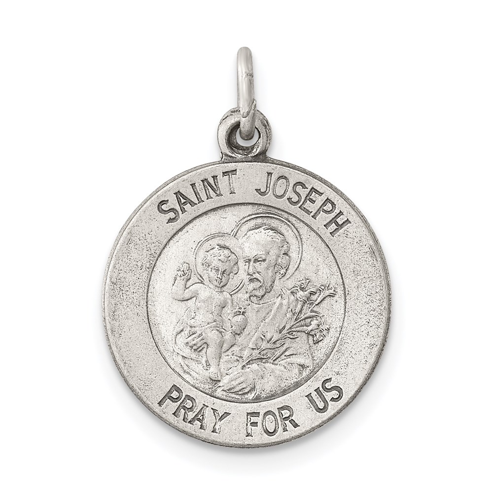 QC5684.jpg Sterling Silver Antiqued Saint Joseph Medal - Image 1