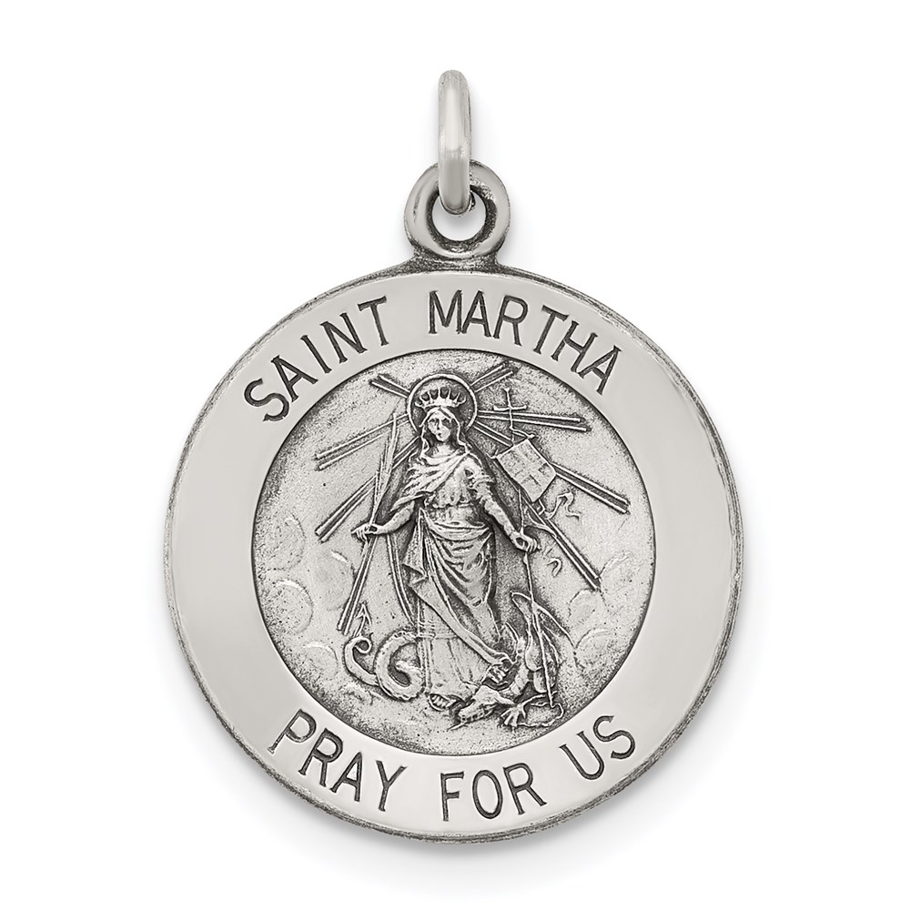 QC5739.jpg Sterling Silver Antiqued Saint Martha Medal - Image 1