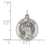 Sterling Silver Antiqued Saint Matthew Medal - Image 4