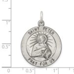 Sterling Silver Antiqued Saint Peter Medal - Image 3