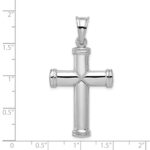 Sterling Silver Rhodium-plated Hollow Reversible Cross Pendant - Image 3
