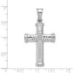 Sterling Silver Rhodium-plated Diamond -cut Reversible Cross Pendant - Image 4