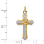 Sterling Silver Platinum-plated & 18k Gold-plated Dove (Satin) Cross Charm - Image 3