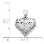 Sterling Silver Rhodium-plated Diamond-cut Puffed Heart Pendant - Image 4