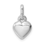 Sterling Silver Rhodium Plated Puffed Heart Charm - Image 3