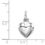Sterling Silver Rhodium-plated Puffed Heart Charm - Image 4