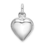 Sterling Silver Rhodium-plated Puffed Heart Charm - Image 3