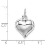 Sterling Silver Rhodium-plated Puffed Heart Charm - Image 4