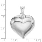 Sterling Silver Rhodium-plated Puffed Heart Pendant - Image 4