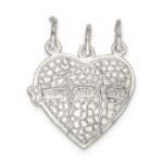 Sterling Silver Best Friends 3-piece break apart Heart Charm - Image 4