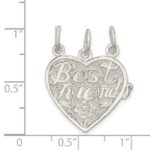 Sterling Silver Best Friends 3-piece break apart Heart Charm - Image 3
