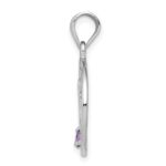 Sterling Silver Rhodium-plated Amethyst Happy Birthday Pendant - Image 2