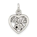 Sterling Silver Antiqued Sweet 16 Heart Charm - Image 4