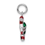 Sterling Silver Rhodium-platedEnamel Candy Cane Charm - Image 2
