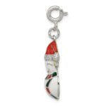 Sterling Silver Rhodium-plated CZ Enameled Snowman Charm - Image 2