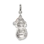 Sterling Silver Rhodium-plated CZ Enameled Snowman Charm - Image 4