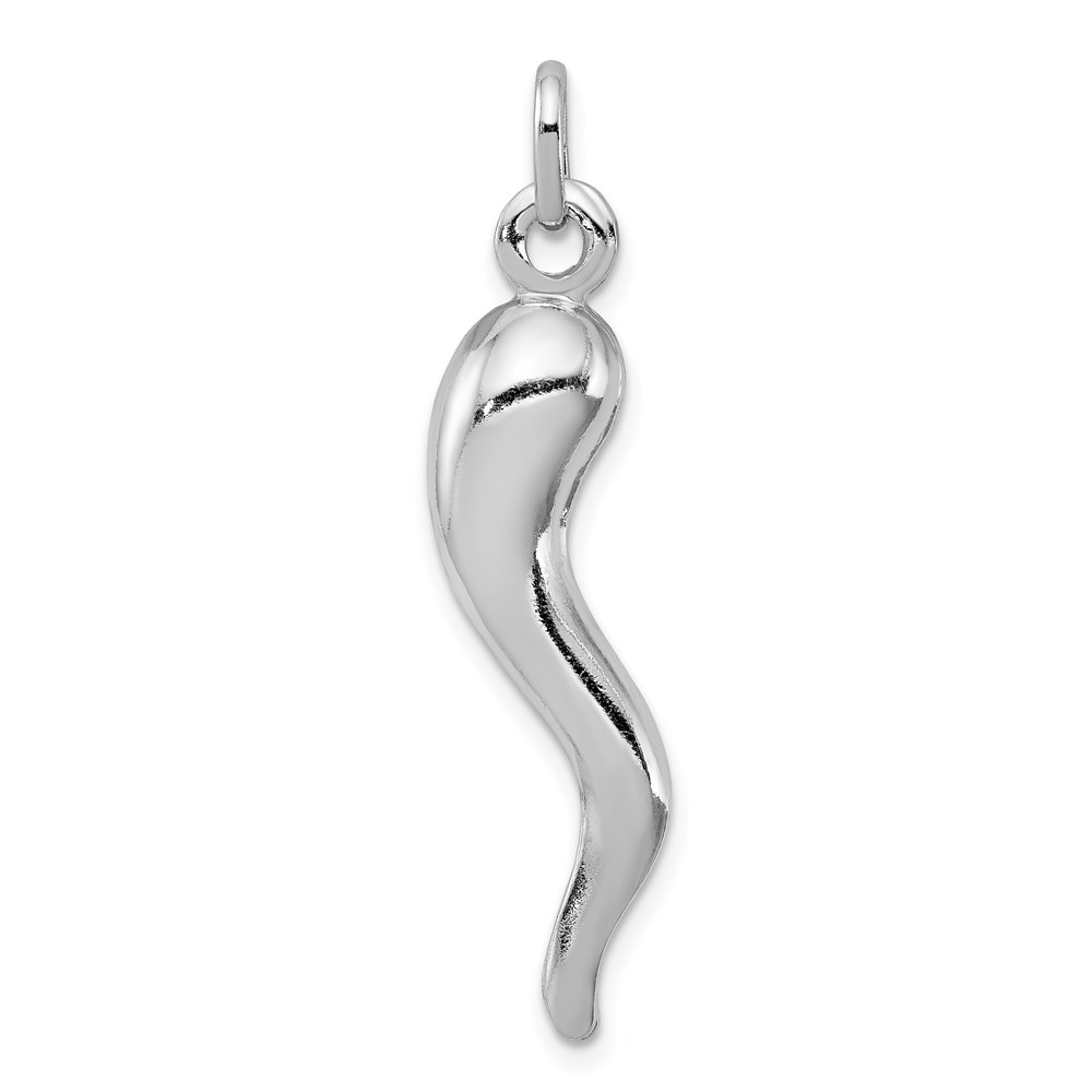 QC6089.jpg Sterling Silver Rhodium-plated Italian Horn Pendant - Image 1