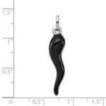 Sterling Silver Black Enamel Italian Horn Pendant - Image 3