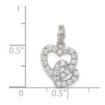 Sterling Silver Rhodium-plated CZ Interlocking Hearts Charm - Image 3