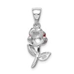 Sterling Silver Rhodium-platedEnamel Flower Charm - Image 4