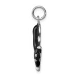 Sterling Silver Rhodium-platedBlack Enamel Cat Charm - Image 2