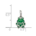 Sterling Silver Rhodium-plated Green Enameled Frog Charm - Image 3