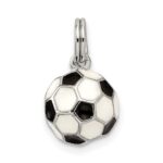 Sterling Silver Rhodium-plated and Enameled Soccer Ball Charm - Image 4