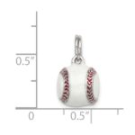 Sterling Silver Rhodium-plated 3D Enamel Baseball Charm - Image 3