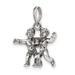 Sterling Silver Antiqued Gemini Zodiac Pendant - Image 5