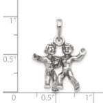 Sterling Silver Antiqued Gemini Zodiac Pendant - Image 3