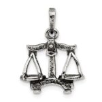 Sterling Silver Antiqued Libra Zodiac Pendant - Image 4