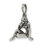 Sterling Silver Antiqued Virgo Zodiac Pendant - Image 5