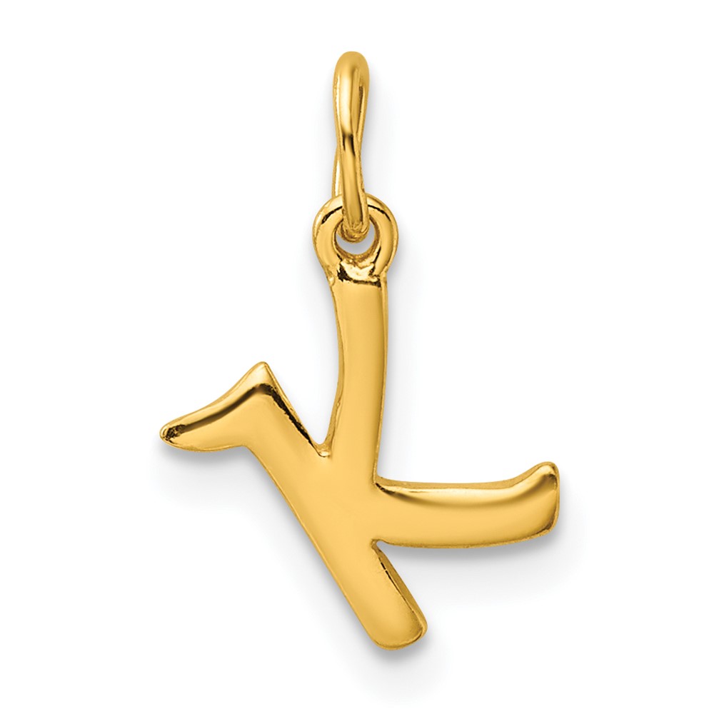 QC6511KGP.jpg Sterling Silver Gold-tone Polished Letter K Initial Charm - Image 1
