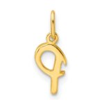 Sterling Silver Gold-tone Polished Letter P Initial Charm - Image 3