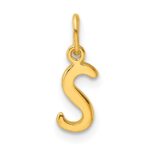 Sterling Silver Gold-tone Polished Letter S Initial Charm