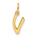 Sterling Silver Gold-tone Polished Letter V Initial Charm