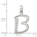 Sterling Silver CZ Letter B Initial Pendant - Image 3
