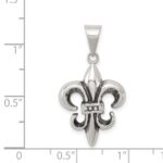 Sterling Silver Antiqued Fleur De lis Pendant - Image 3