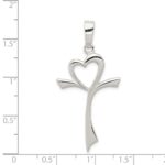 Sterling Silver Polished Heart Cross - Image 3