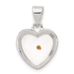 Sterling Silver Rhodium-plated Enameled Mustard Seed Heart Pendant