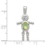 Sterling Silver Rhodium-plated CZ & August Glass Boy Pendant - Image 3
