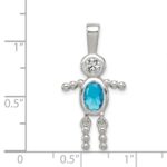 Sterling Silver Rhodium-plated CZ & December Glass Boy Pendant - Image 3