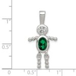 Sterling Silver Rhodium-plated CZ & May Glass Boy Pendant - Image 3
