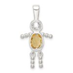 Sterling Silver Rhodium-plated CZ & November Glass Boy Pendant - Image 4